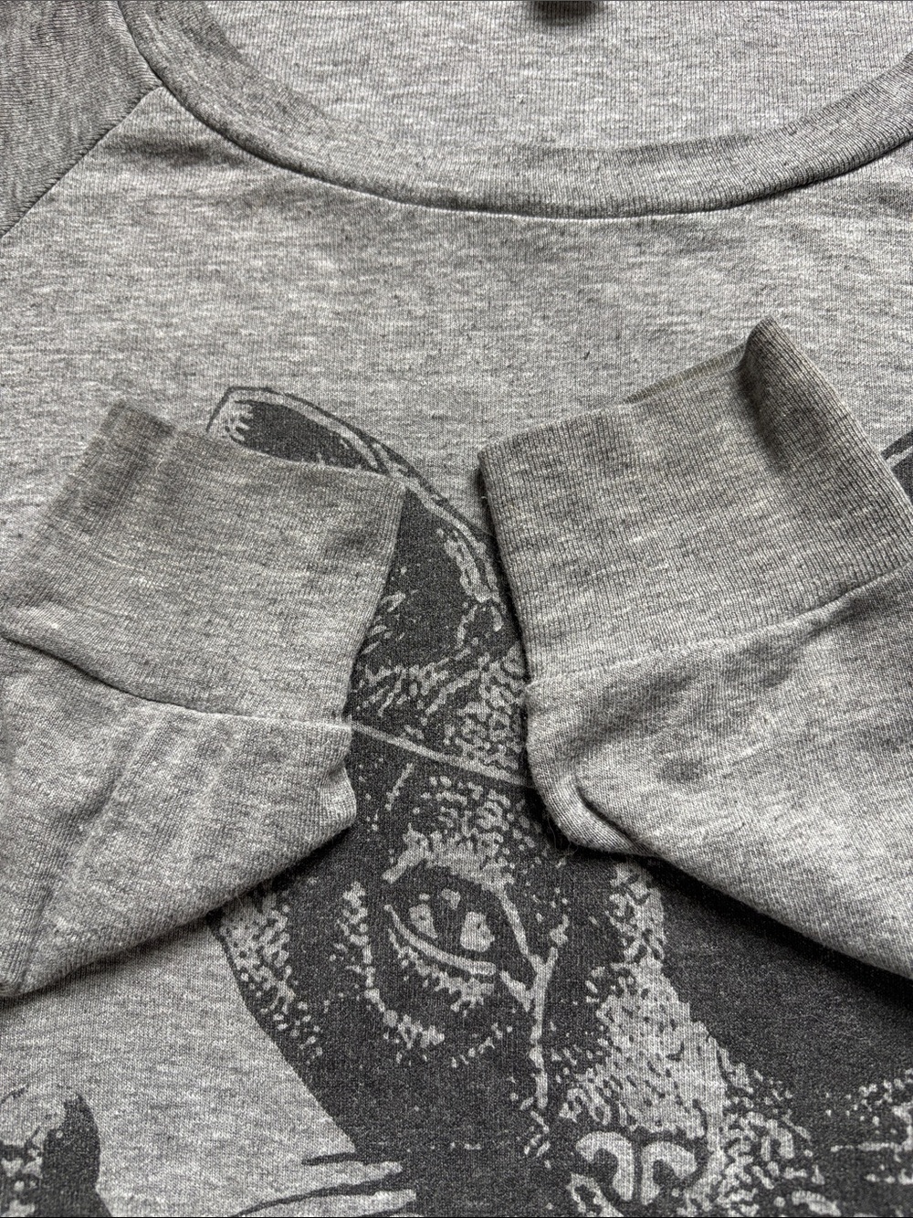 😸🏴☠️American Apparel Pirate Cat cross bones sweatshirt thinner material MED GUC - Picture 9 of 11
